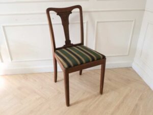 dining chair Green fabric upholstery, walnut wood color, European workmanship from Germany.