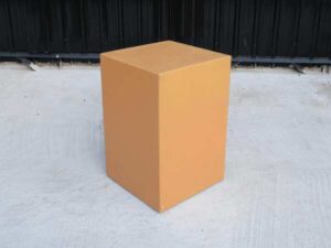 Wooden cabinet, 1 door, open, orange (small), wooden document cabinet with wheels