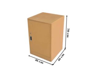 Wooden cabinet, 1 door, open, orange (small), wooden document cabinet with wheels