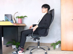 office chair Tall black leather chair