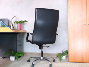 office chair Tall black leather chair