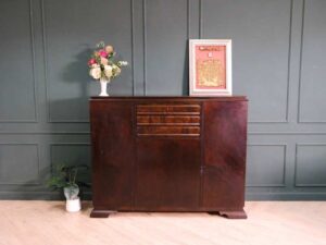 Multi-purpose cabinet, 3 drawers, 2 doors, walnut wood color, European workmanship, sourced from Germany.