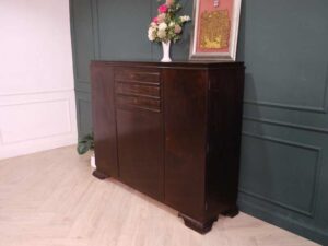 Multi-purpose cabinet, 3 drawers, 2 doors, walnut wood color, European workmanship, sourced from Germany.