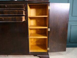 Multi-purpose cabinet, 3 drawers, 2 doors, walnut wood color, European workmanship, sourced from Germany.