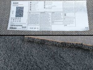 Square fluffy rug, IKEA ADUM model, polypropylene material, Made in Turkey.