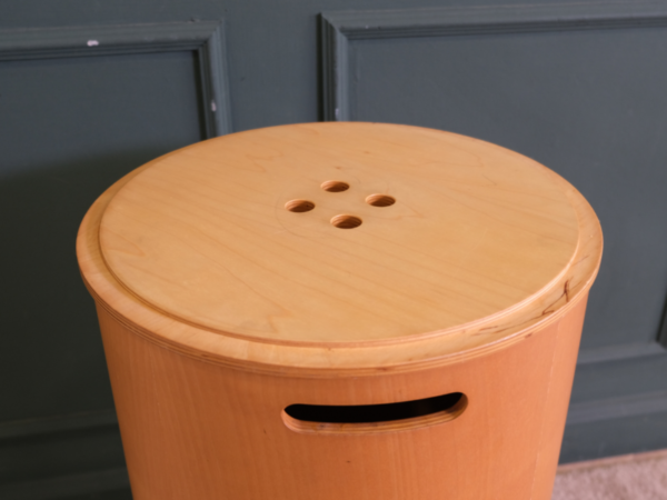 Multi-purpose wooden bucket, cylindrical shape