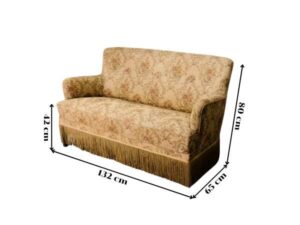 2 seat sofa, wooden frame, fabric cushion, cream color, floral pattern. European work comes from Germany.