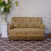 2 seat sofa, wooden frame, fabric cushion, cream color, floral pattern. European work comes from Germany.