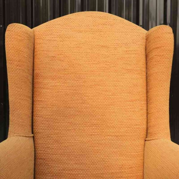Armchair, high backrest, brown fabric cushion, 1 seat sofa, high backrest.