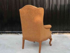 Armchair, high backrest, brown fabric cushion, 1 seat sofa, high backrest.