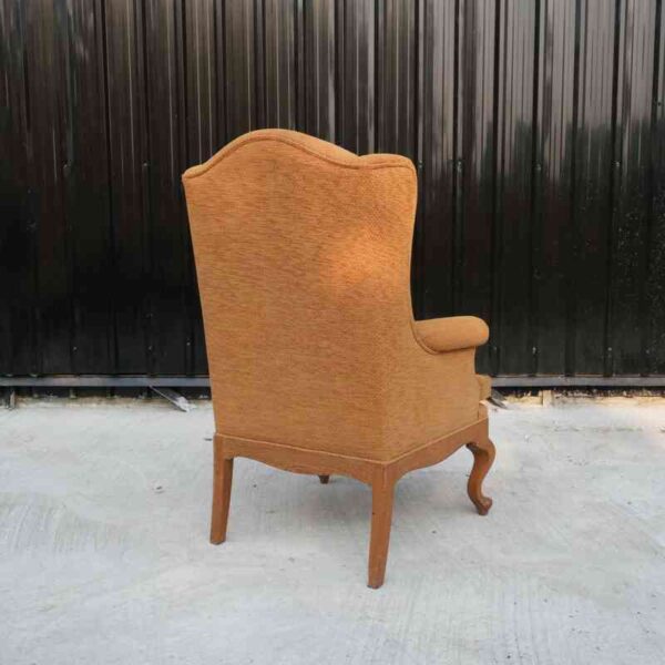 Armchair, high backrest, brown fabric cushion, 1 seat sofa, high backrest.