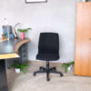 Office chair, rockworth chair, thick black fabric cushion.