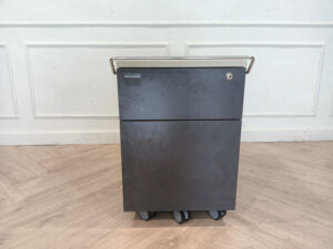 Mobile cabinet wooden document storage cabinet gray color steel handle with wheels MODERNFROM brand (43)