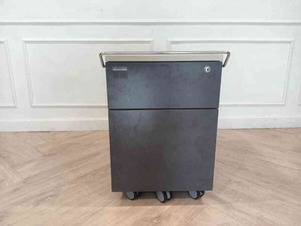 Mobile cabinet wooden document storage cabinet gray color steel handle with wheels MODERNFROM brand (43)