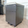 Mobile cabinet wooden document storage cabinet gray color steel handle with wheels MODERNFROM brand (43)