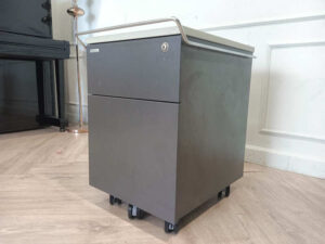 Mobile cabinet wooden document storage cabinet gray color steel handle with wheels MODERNFROM brand (43)