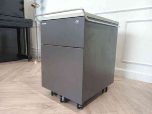 Mobile cabinet wooden document storage cabinet gray color steel handle with wheels MODERNFROM brand (43)