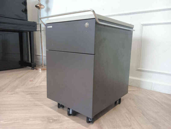 Mobile cabinet wooden document storage cabinet gray color steel handle with wheels MODERNFROM brand (43)