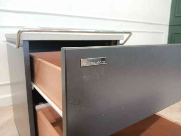 Mobile cabinet wooden document storage cabinet gray color steel handle with wheels MODERNFROM brand (43)