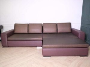 L sofa, 3 seat sofa, brown leather seats