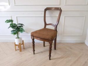 Wooden chair, fabric cushion, brown color, European workmanship from Germany.