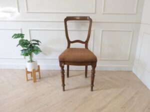 Wooden chair, fabric cushion, brown color, European workmanship from Germany.
