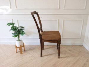 Wooden chair, fabric cushion, brown color, European workmanship from Germany.