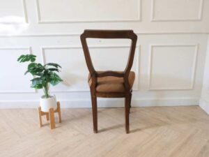 Wooden chair, fabric cushion, brown color, European workmanship from Germany.