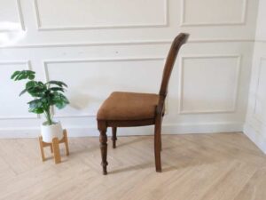 Wooden chair, fabric cushion, brown color, European workmanship from Germany.