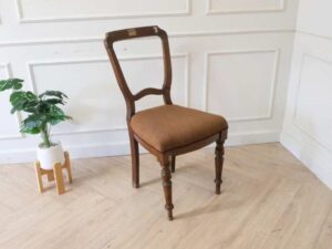 Wooden chair, fabric cushion, brown color, European workmanship from Germany.