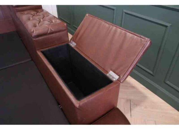 King size bed covered in brown leather There are 8 storage compartments