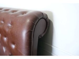 King size bed covered in brown leather There are 8 storage compartments
