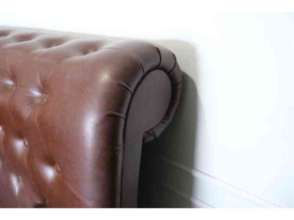 King size bed covered in brown leather There are 8 storage compartments