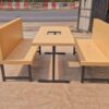 Set of 4 wooden tables and chairs, steel legs, black