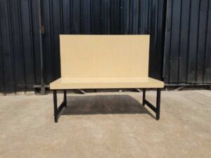 Set of 4 wooden tables and chairs, steel legs, black