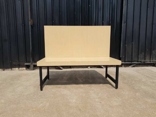 Set of 4 wooden tables and chairs, steel legs, black