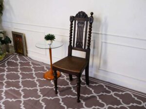 Dining chair, walnut color, European workmanship, sourced from Germany.