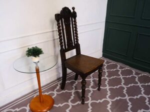 Dining chair, walnut color, European workmanship, sourced from Germany.