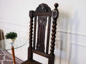 Dining chair, walnut color, European workmanship, sourced from Germany.