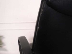 Office chair, leather seat, with arms, Rockworth brand.
