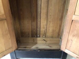 Wooden wardrobe with 2 opening doors, European workmanship, sourced from Germany.