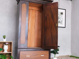 Wardrobe, real wood wardrobe, 1 opening door, 1 drawer, with mirror.