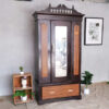 Wardrobe, real wood wardrobe, 1 opening door, 1 drawer, with mirror.