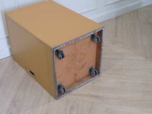 Multipurpose cabinet wooden frame 1 door 2 shelves with wheels