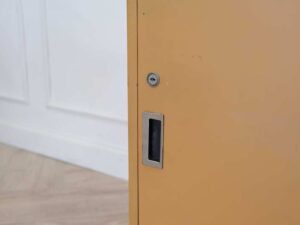 Multipurpose cabinet wooden frame 1 door 2 shelves with wheels