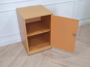 Multipurpose cabinet wooden frame 1 door 2 shelves with wheels