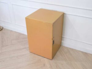 Multipurpose cabinet wooden frame 1 door 2 shelves with wheels
