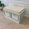 Shoe cabinet, 2 drawers, wooden frame, white