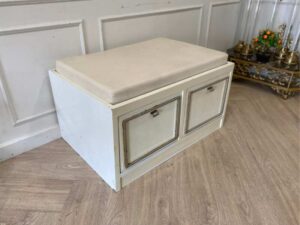 Shoe cabinet, 2 drawers, wooden frame, white