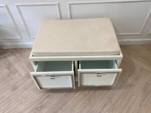 Shoe cabinet, 2 drawers, wooden frame, white